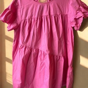 Who What Wear Bright Pink Tiered Blouse